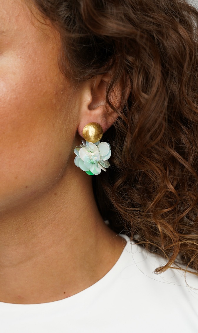 Sequin earrings Holo mint Laure Globe S