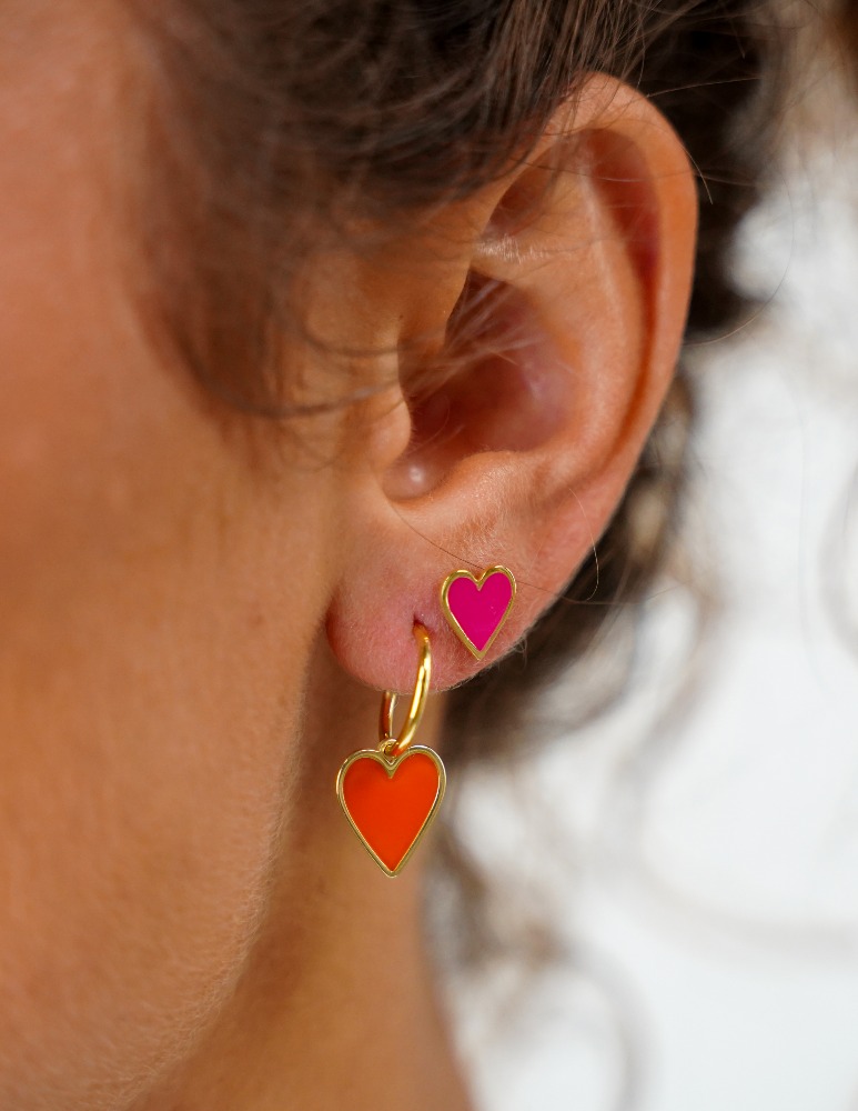 Symbol earrings heart pendant orange