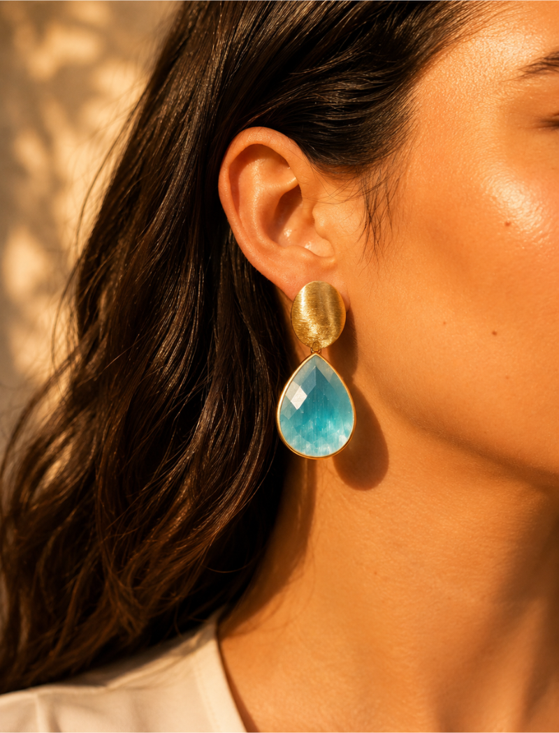 Aqua Earrings Framed Drop L Rae