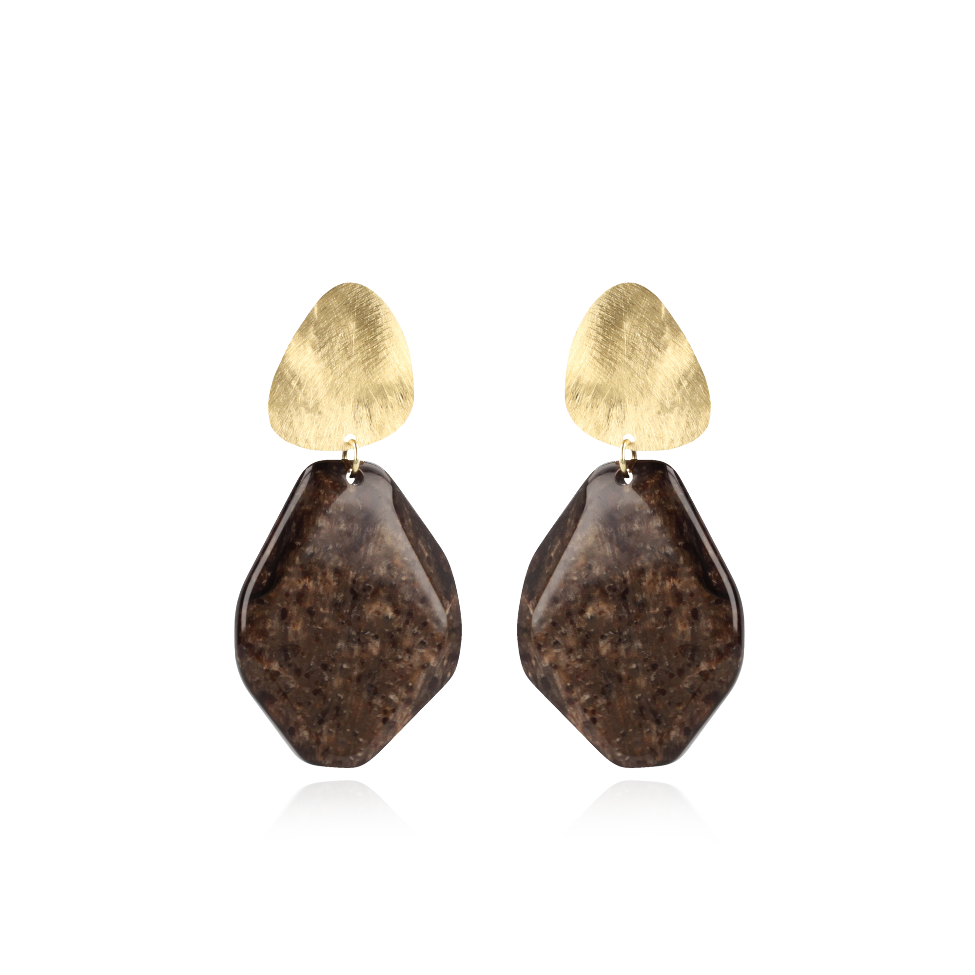 Marble Bruin Oorbellen Asymmetrisch Rock L
