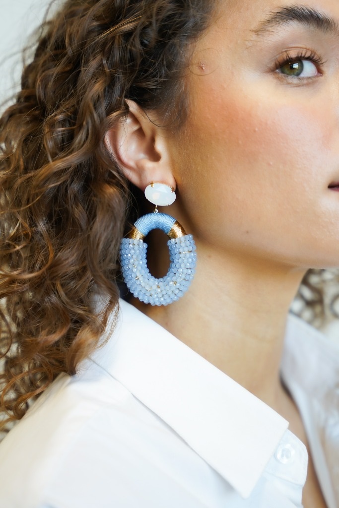 Baby Blue Earrings Yara Glassberry Oval L Strass