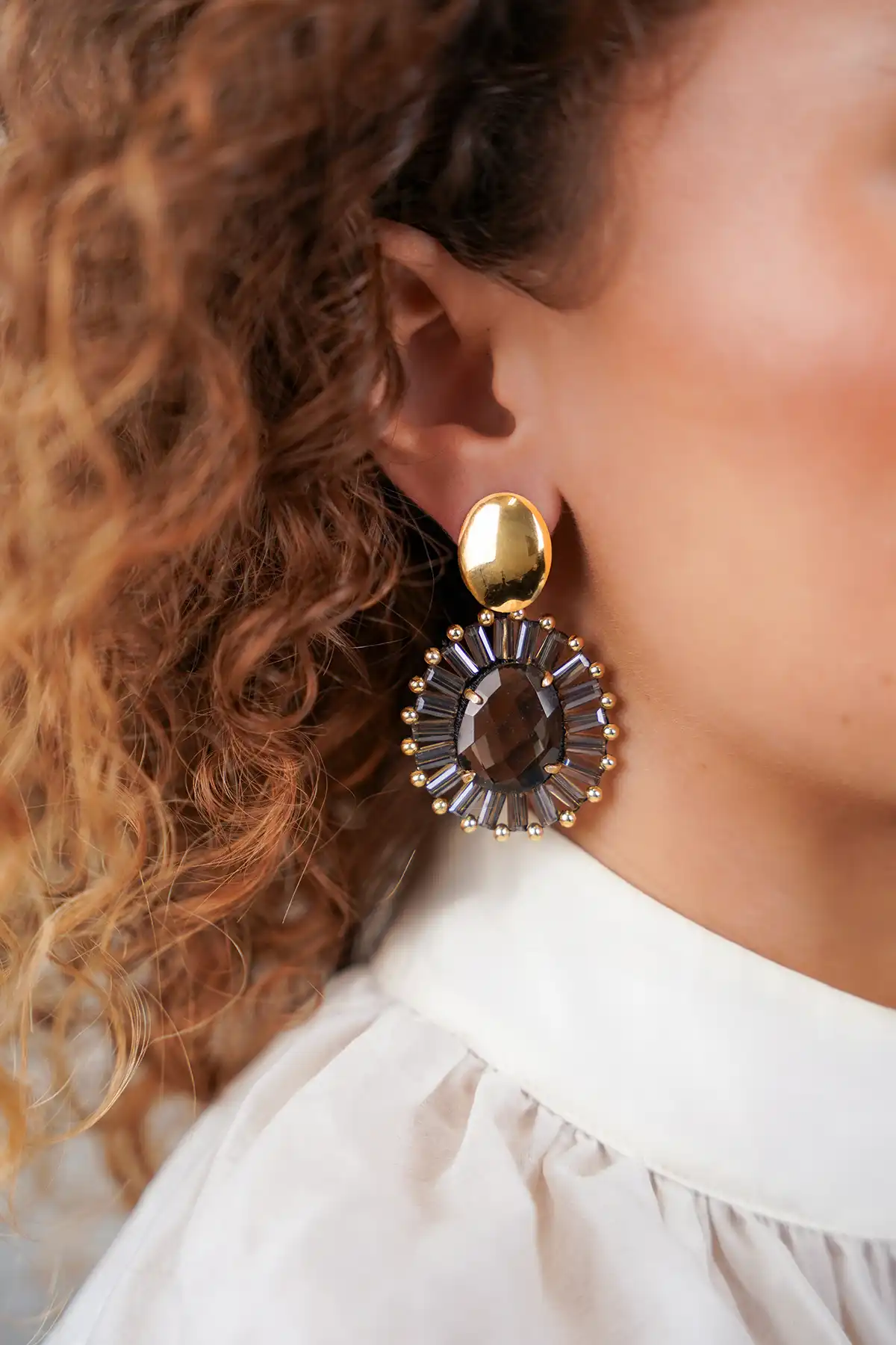 Transparant Black Oorbellen Esmee Ovaal S