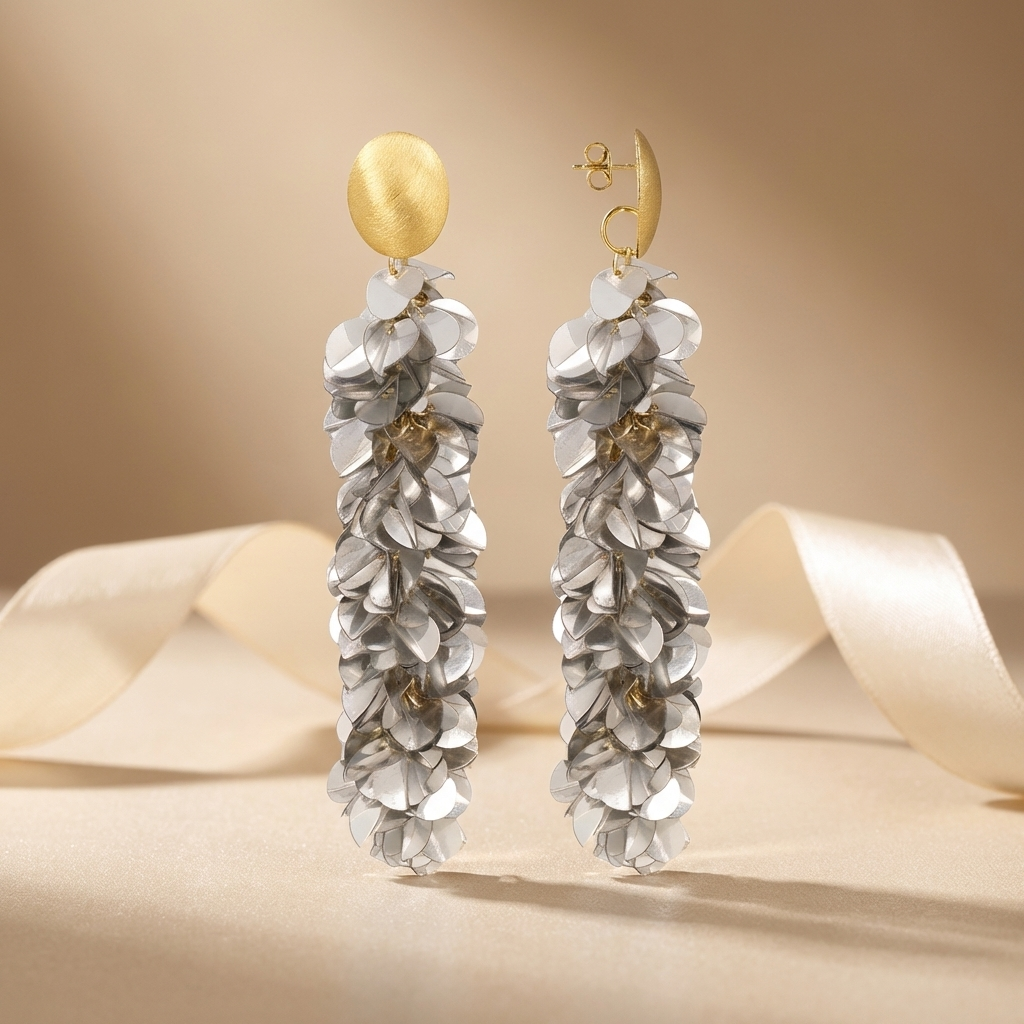 Zilveren Sequin Oorbellen Snake L