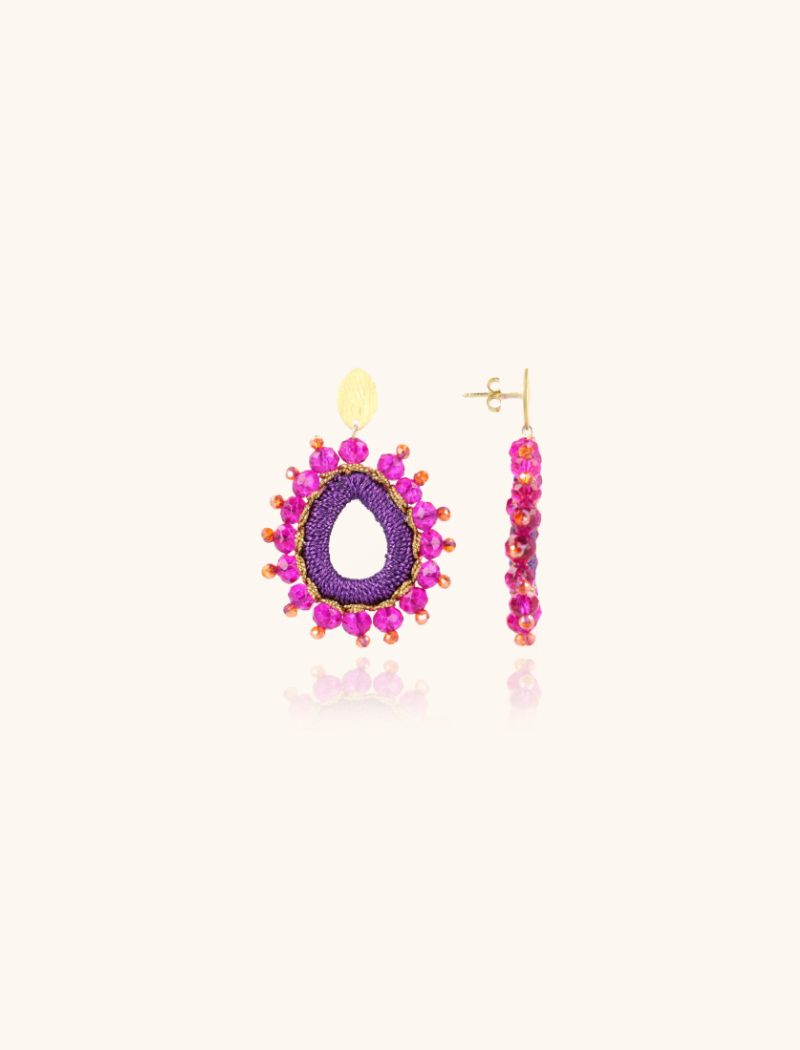 Fuchsia Oorbellen Flo Urchin Drop S