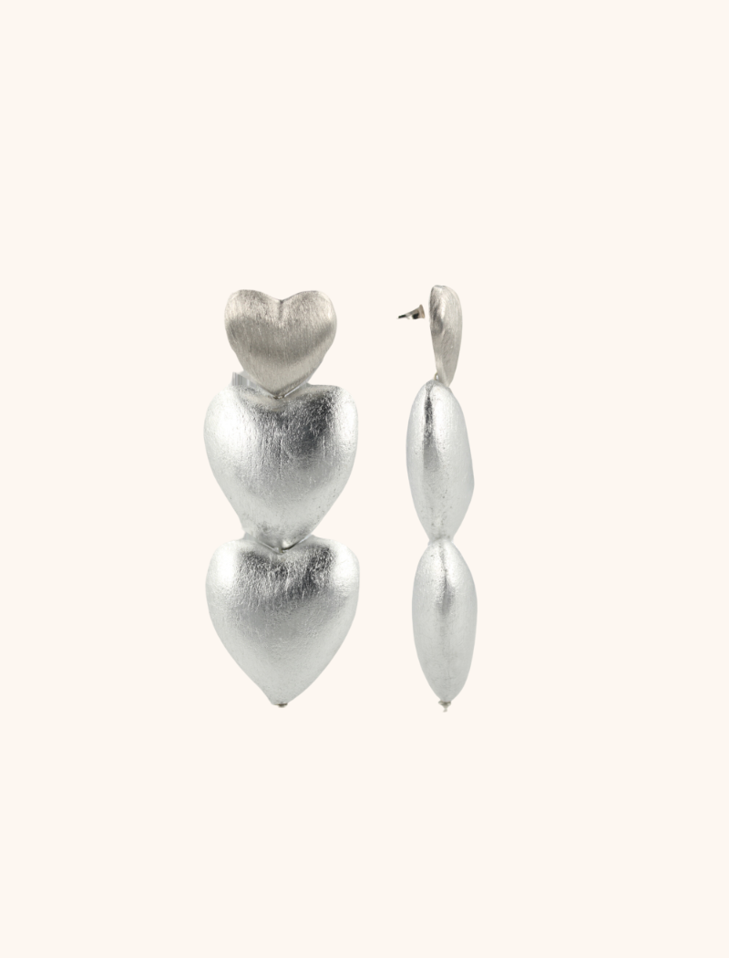Wooden Earrings Double Heart M