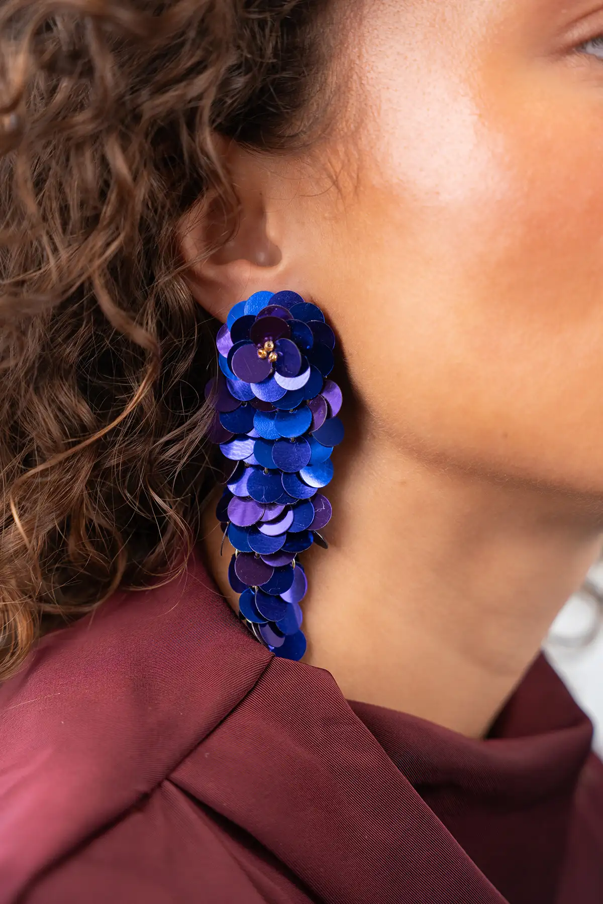 Blauwe Oorbellen Sequin Waterfall L Linde