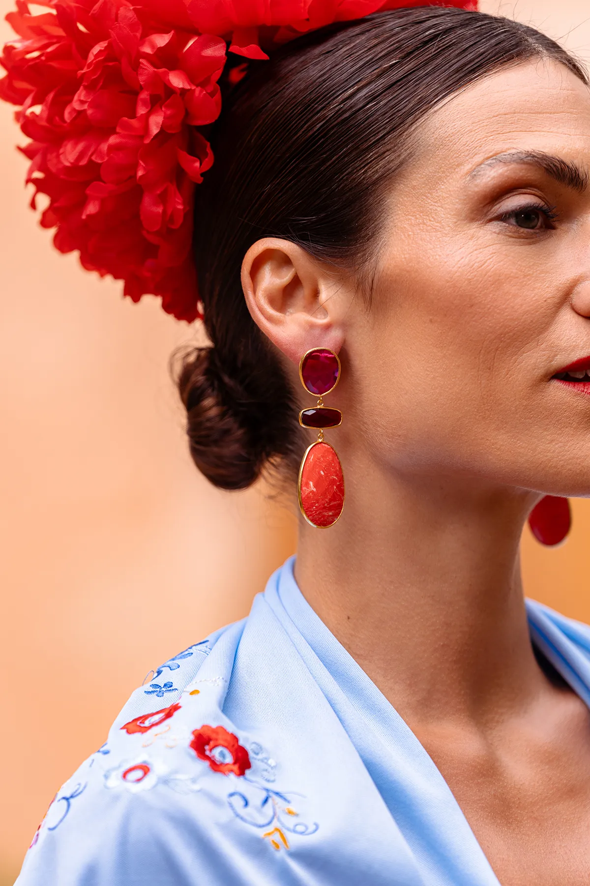 Fuchsia Earrings Runa Triple Framed Shapes