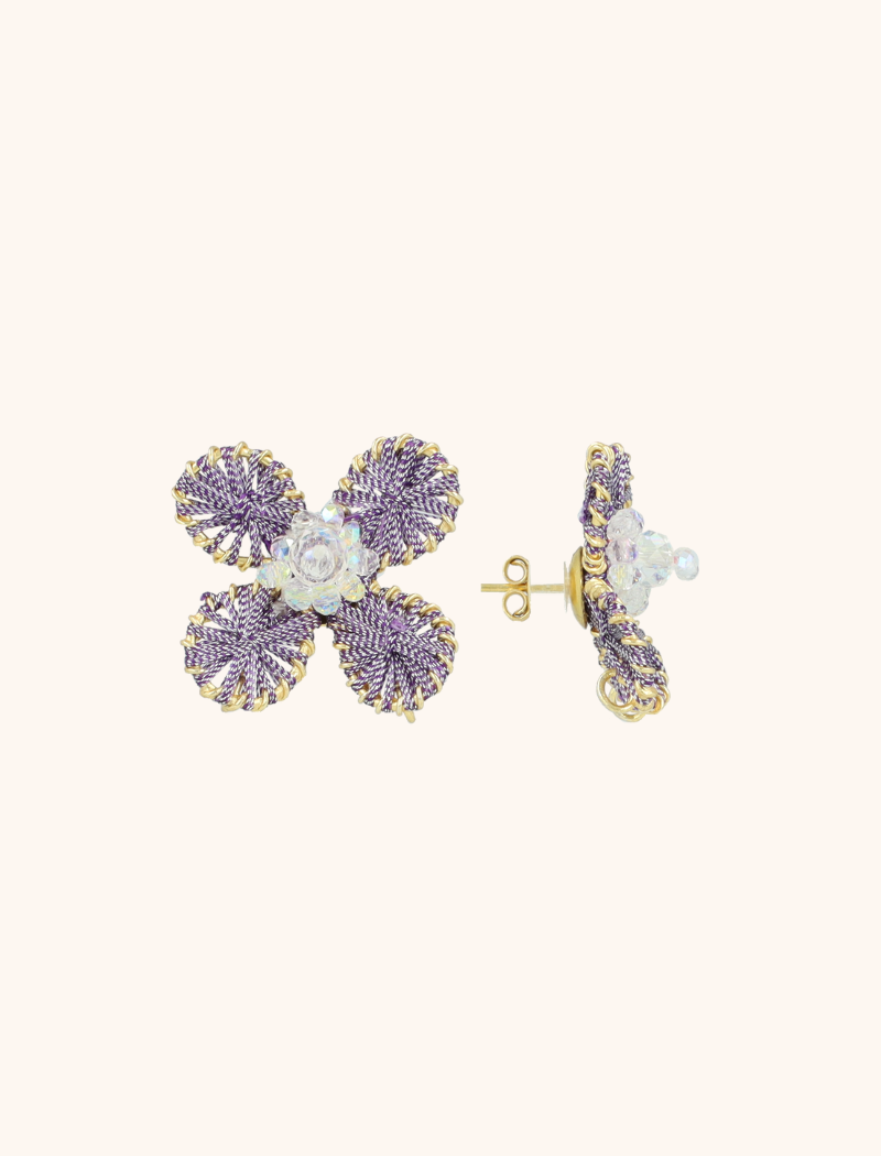 Lavender/Crystal Oorbellen Aster Flower S