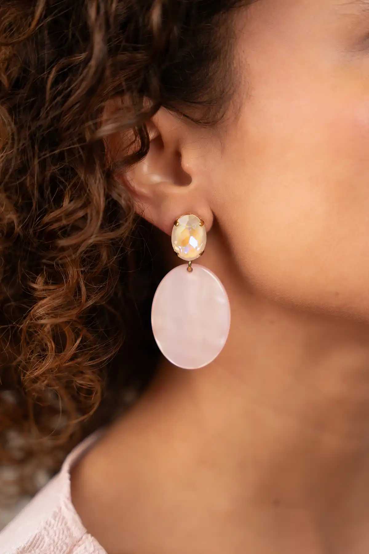 Holographic Pink Earrings Isabella Oval S  