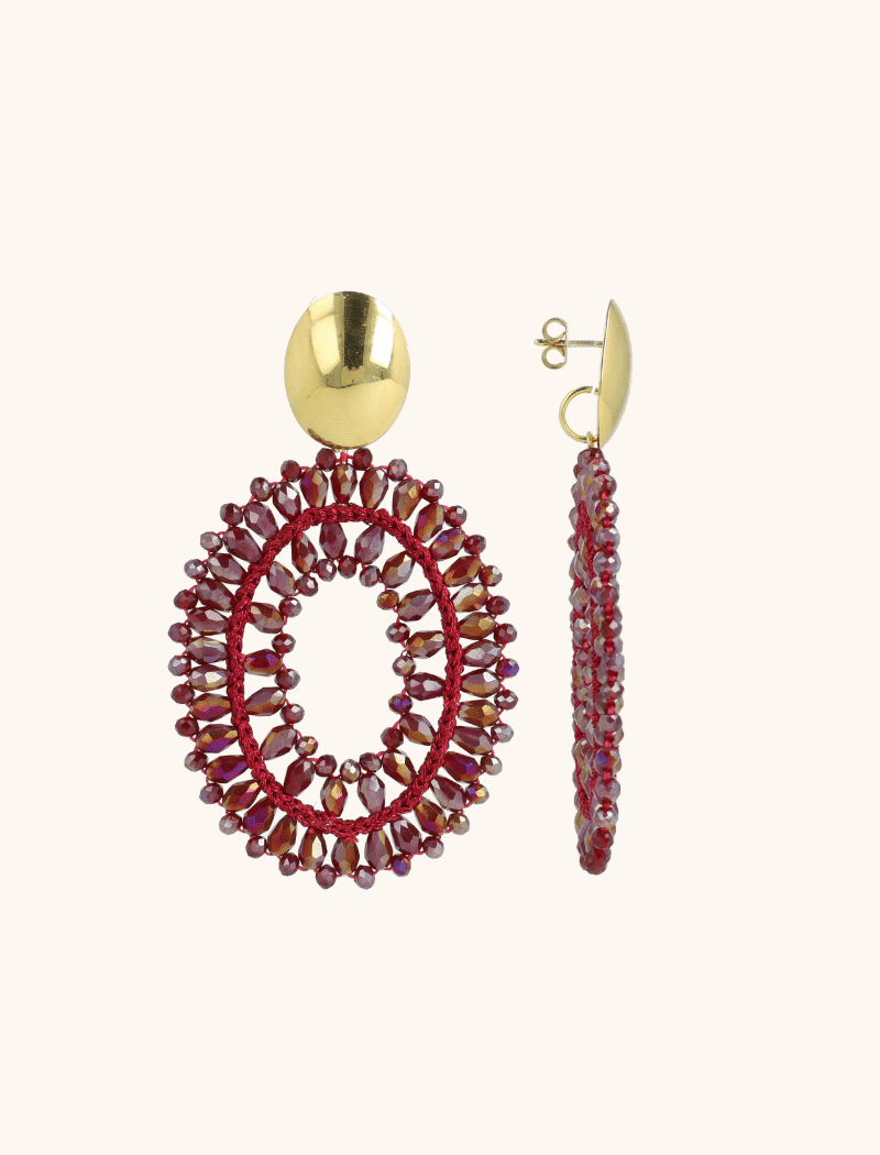 Metallic Bordeaux Oorbellen  Noa Ovaal Double Slott-theme.productDescriptionPage.SEO.byTheBrand