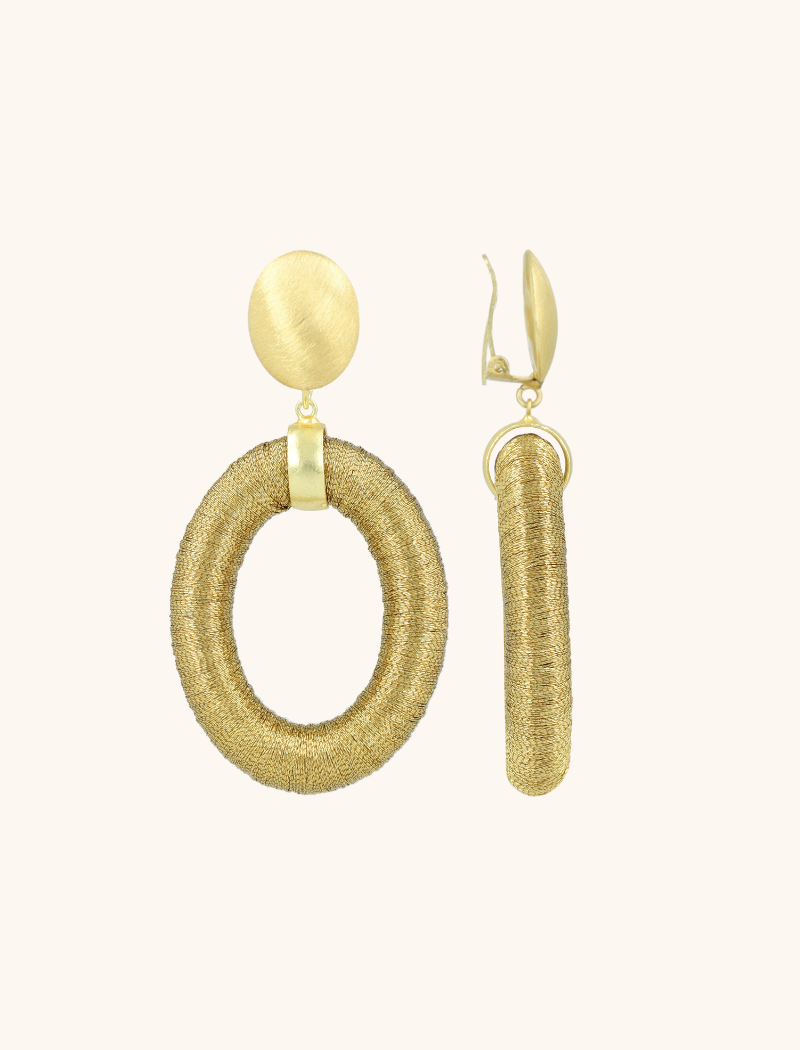 Gold color earrings Faye oval L clip