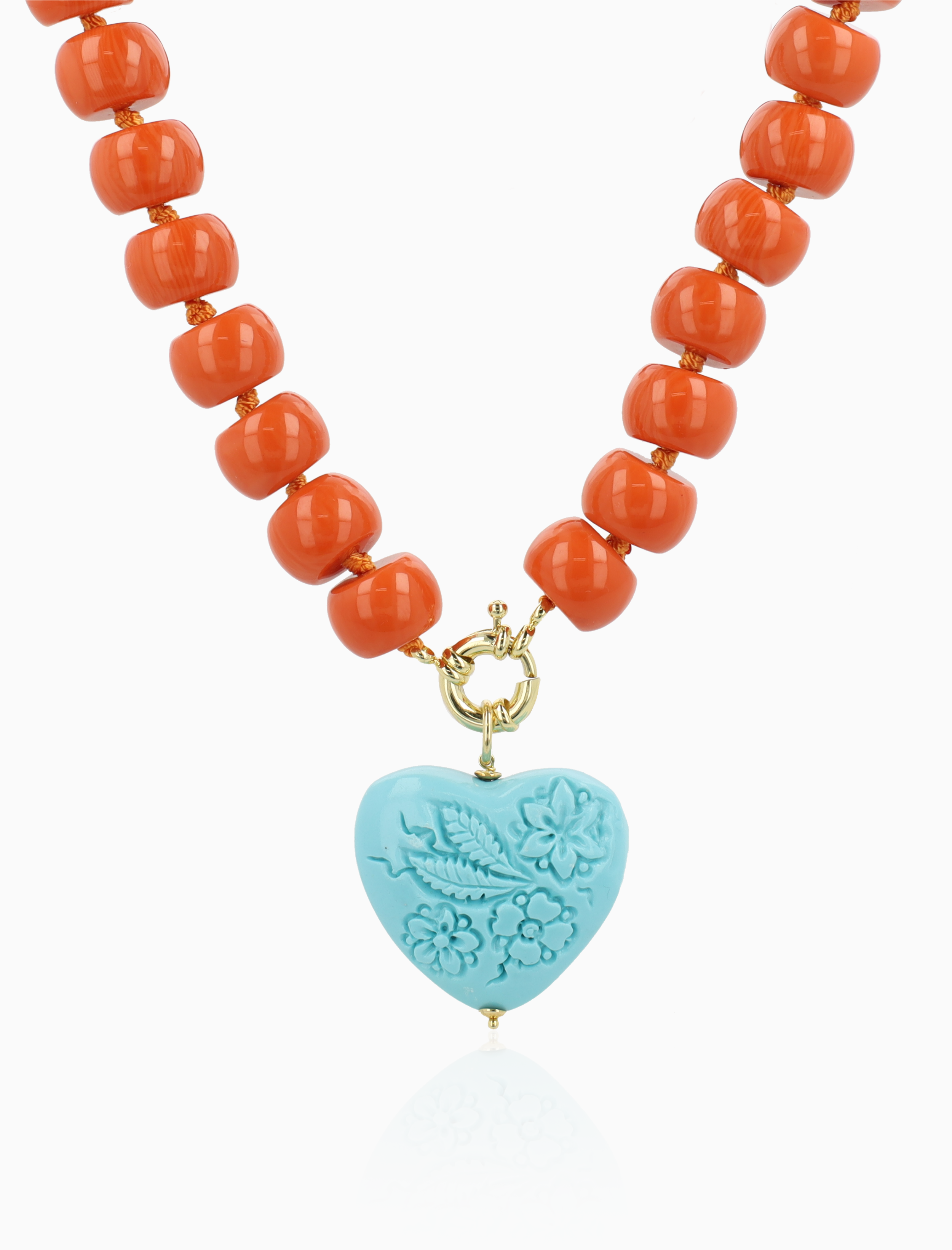 Orange Necklace Freya Roundell Stones with Heart