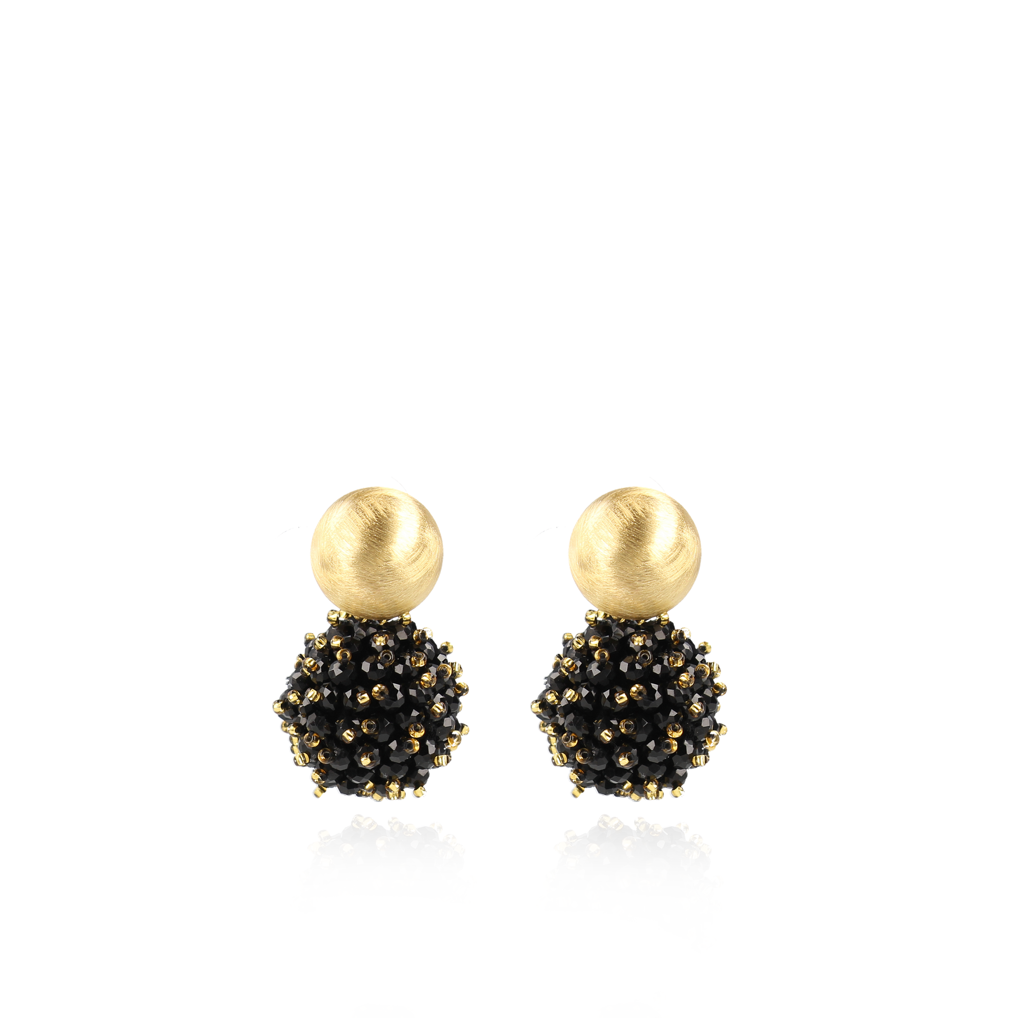 Black earrings jacky glassberry double stones globe L lott-theme.productDescriptionPage.SEO.byTheBrand