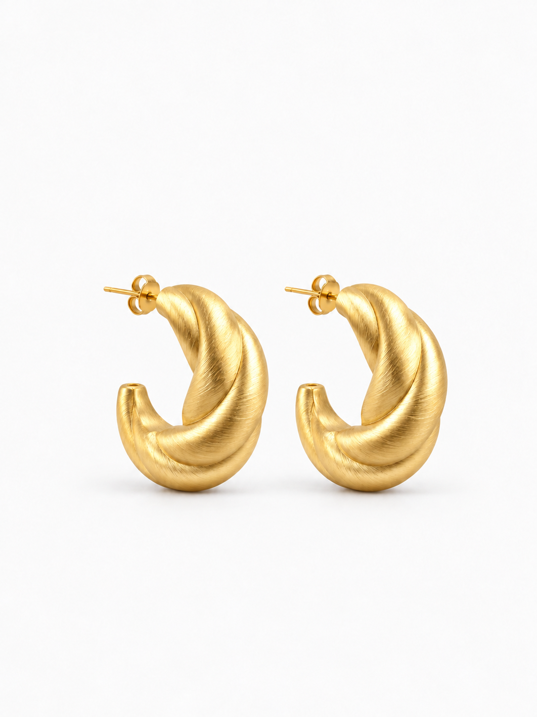 Brass - Gold Earring Twist Creole Small Brushed