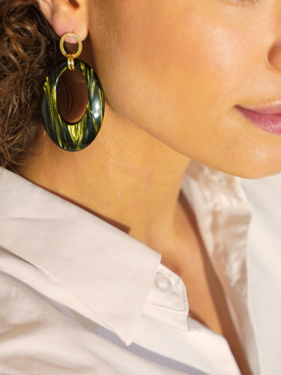 Groene Oorbellen Nemea Teardrop L