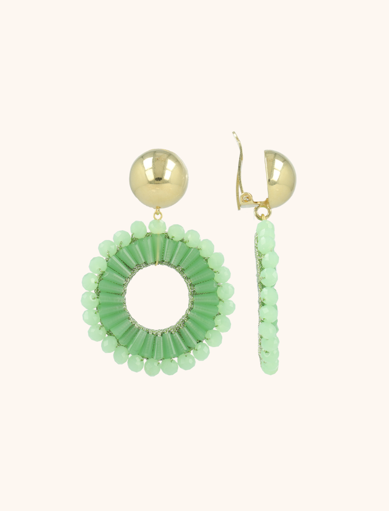 Lime Earrings Ann-Mary Circle Double Clip