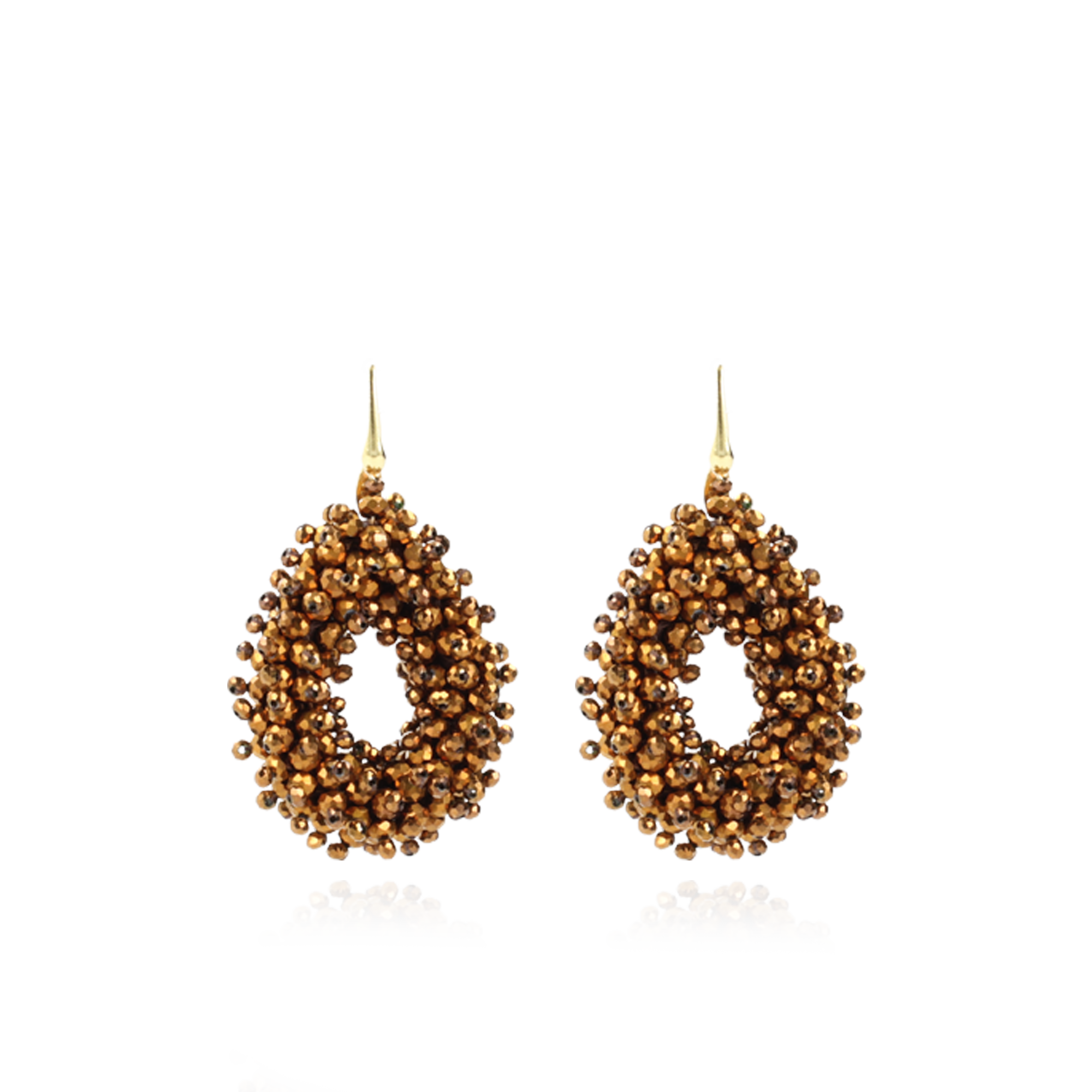 Koper Oorbellen Louise Double Stones Drop L 