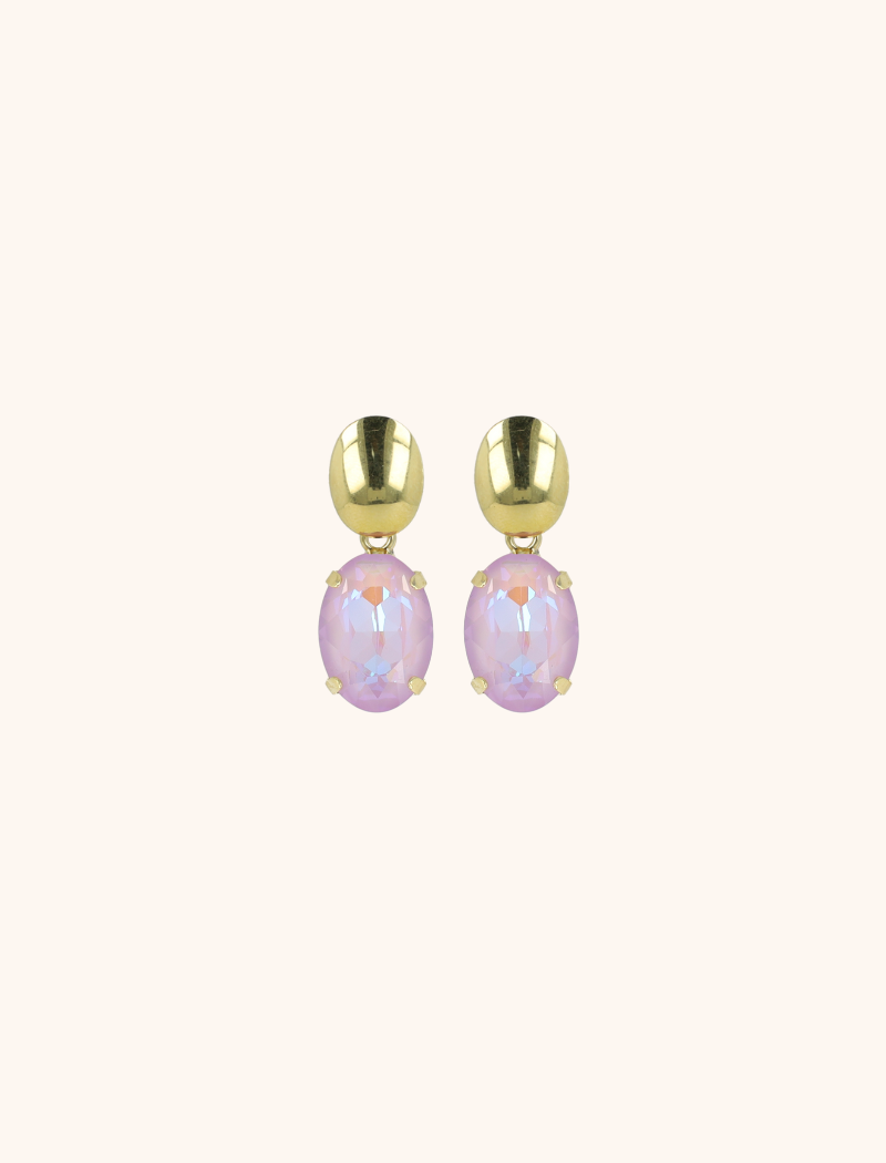 Daan Earrings Oval Strass Pendant M Lavender