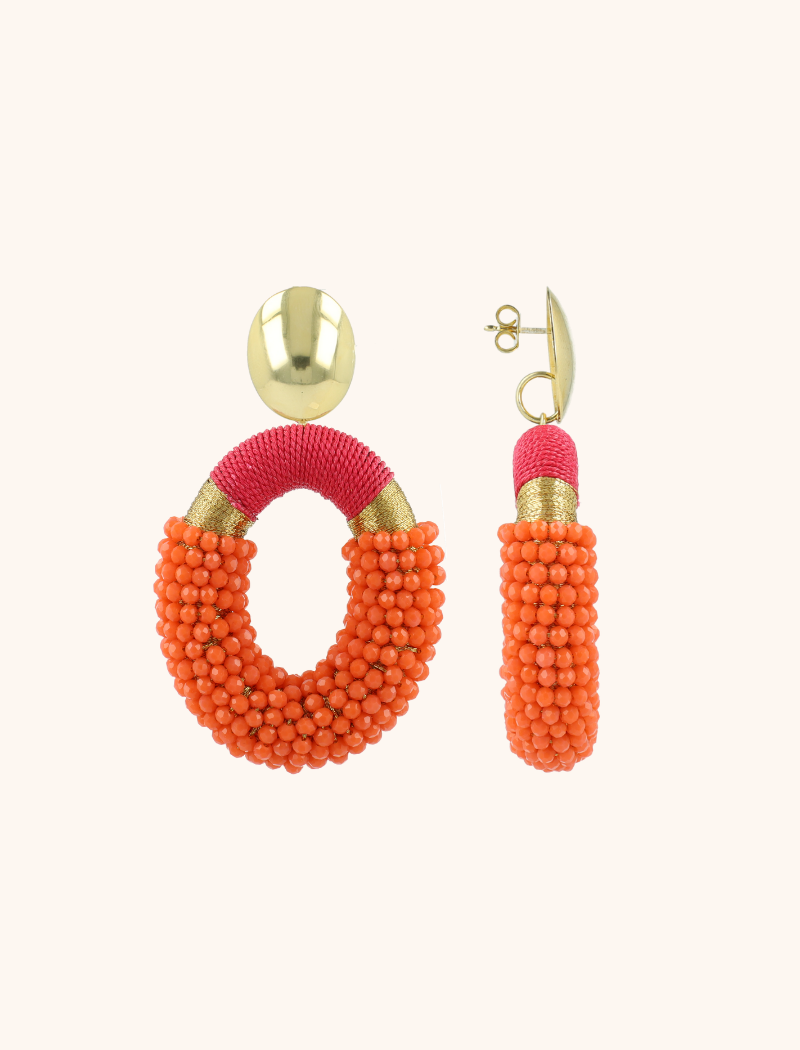 Orange Earrings Yara Oval L Clip 