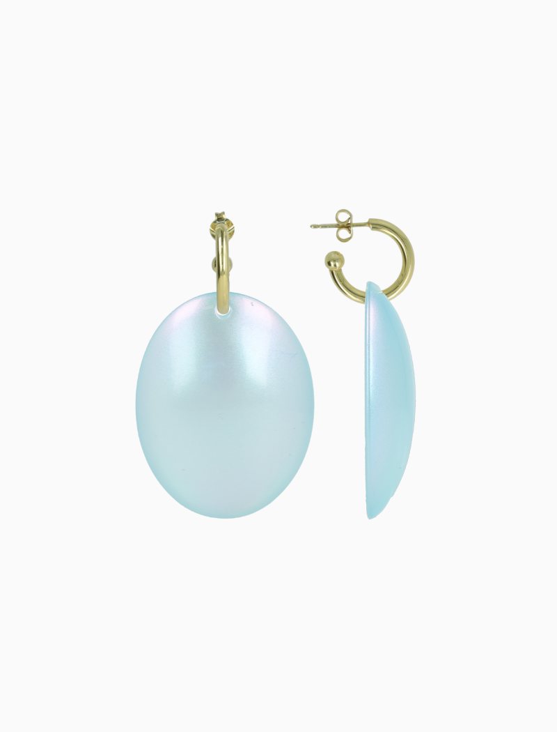 Blauwe holo oorbellen Angie ovaal L