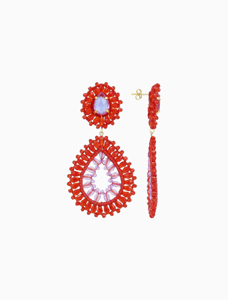 Rode Oorbellen Double Drop S / L Apollo