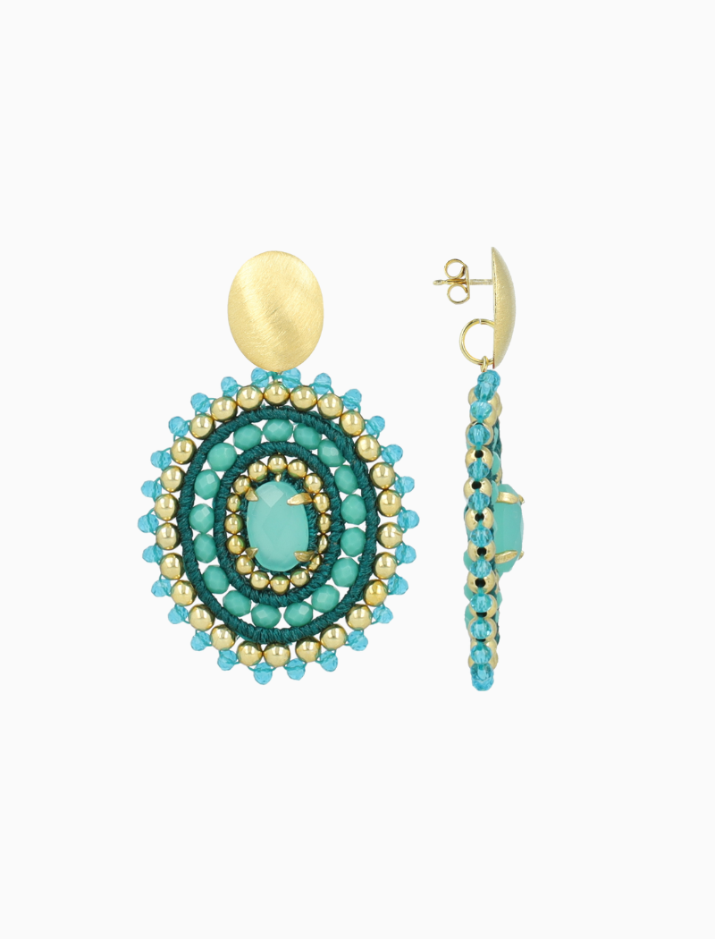 Turquoise Oorbellen Jamie Filled Oval 3 Rings w/ Stone M