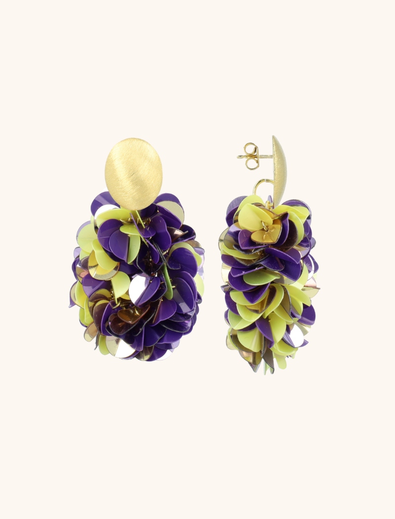 Purple Lime Earrings Sas Sequin Oval M