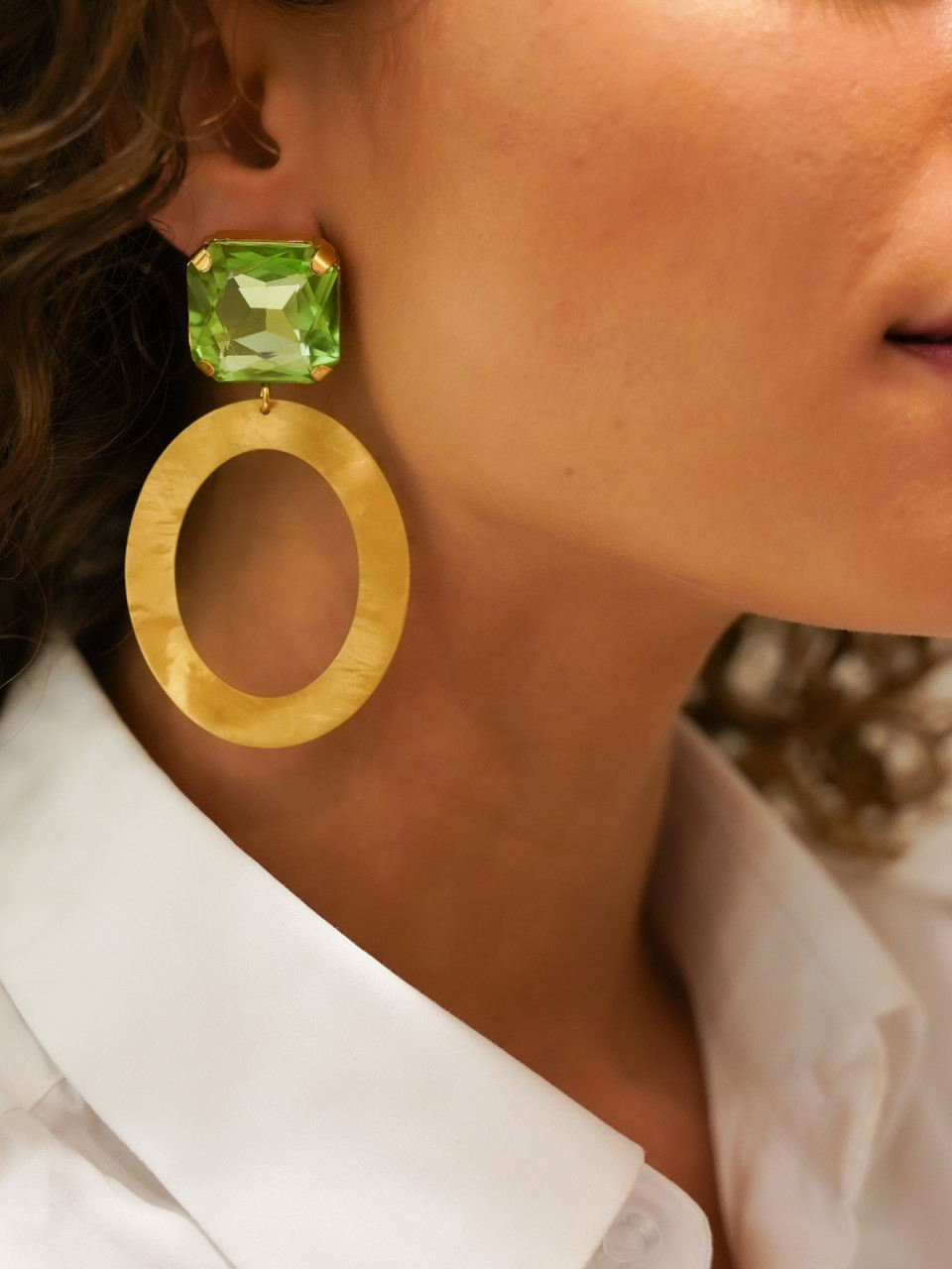 Strass Oorbellen Didi Ovaal Peridot