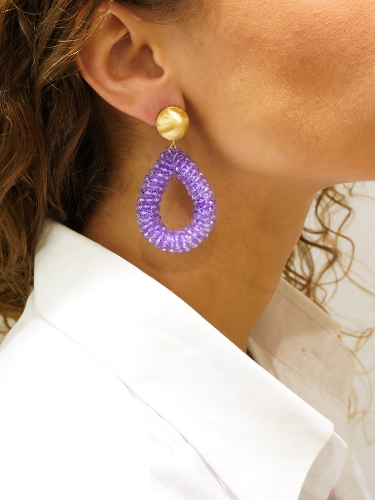 Light Purple Earrings Clip Berry Drop L