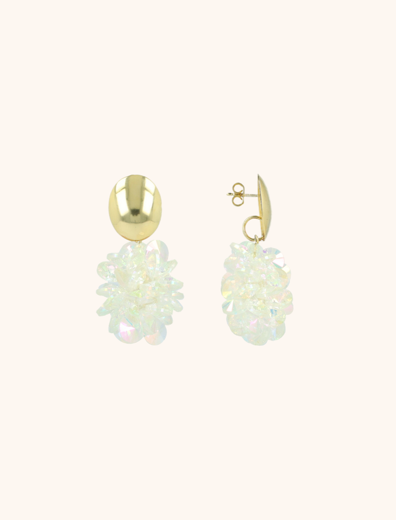 Crystal Holo Earrings Thick Oval Crystal Sequins Sam