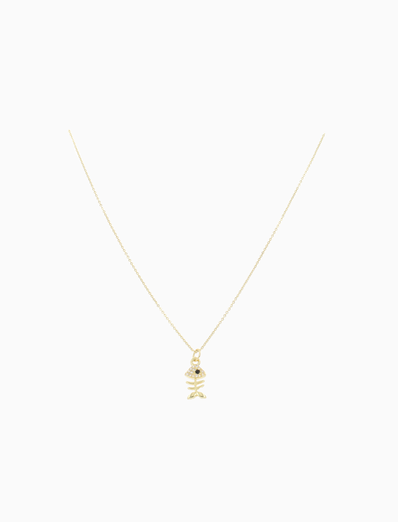 SY Necklace Herringbone with Crystal Stones - Gold
