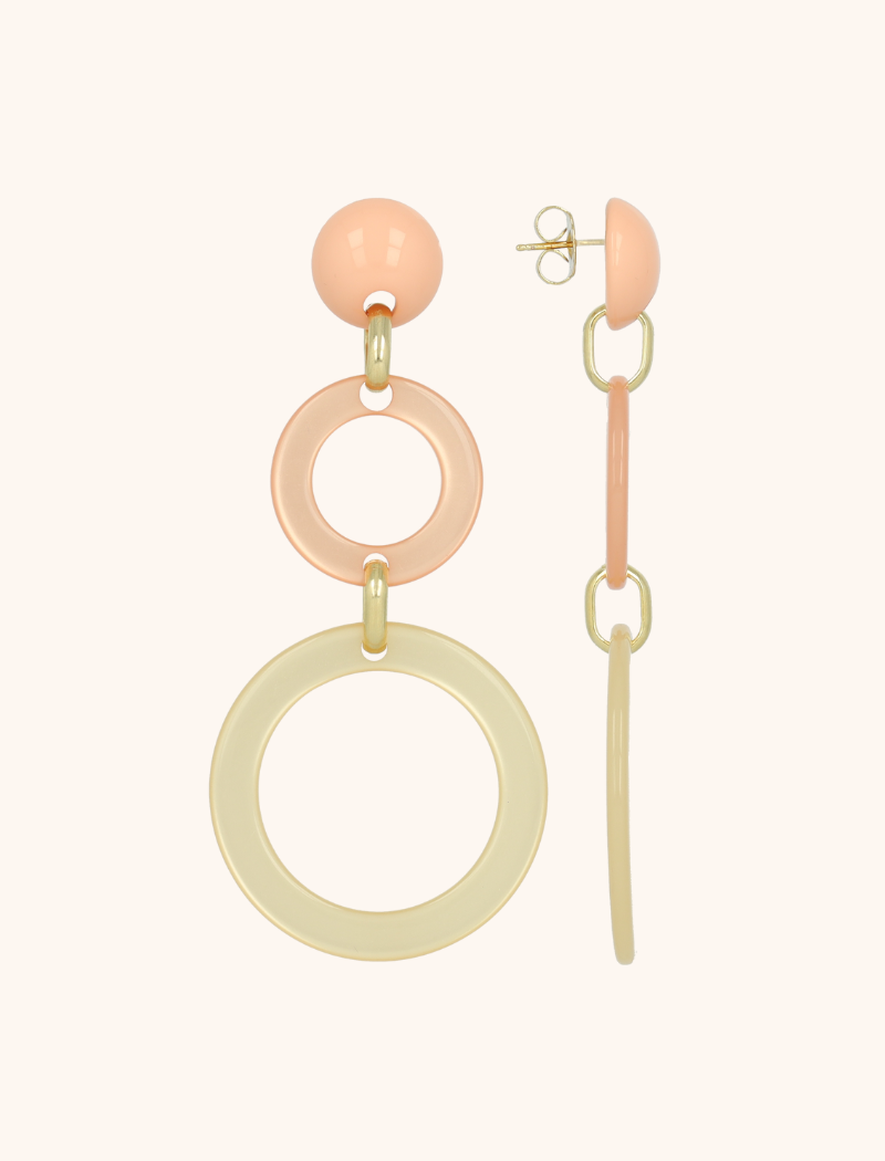 Rosa/Beige Oorbellen Hanne Tripe Circle L