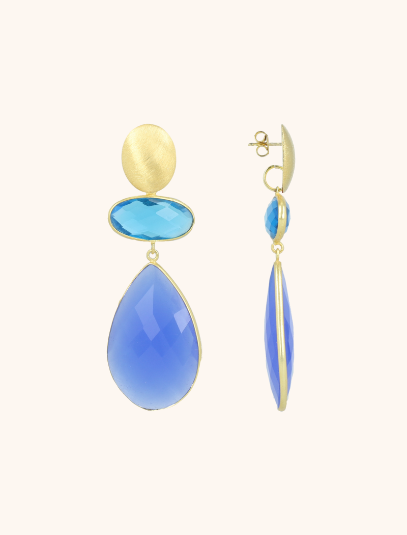 Blauwe Oorbellen Runa Double Framed Shapes Element