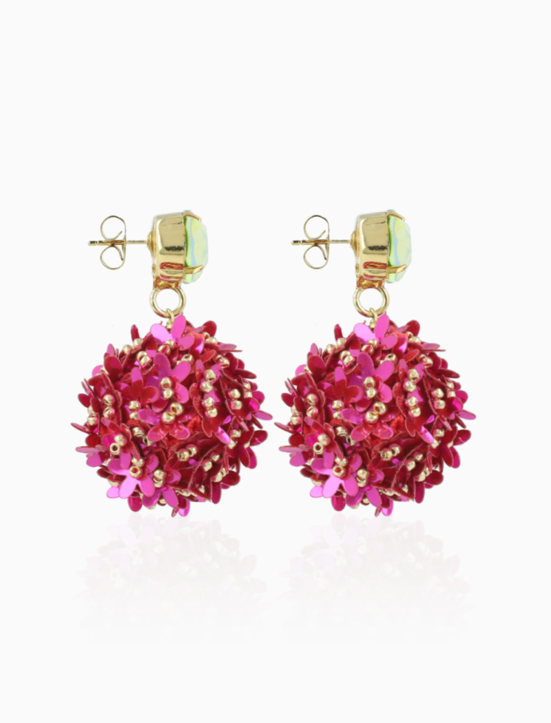 Fuchsia Earrings Daisy Globe L Flower Strass