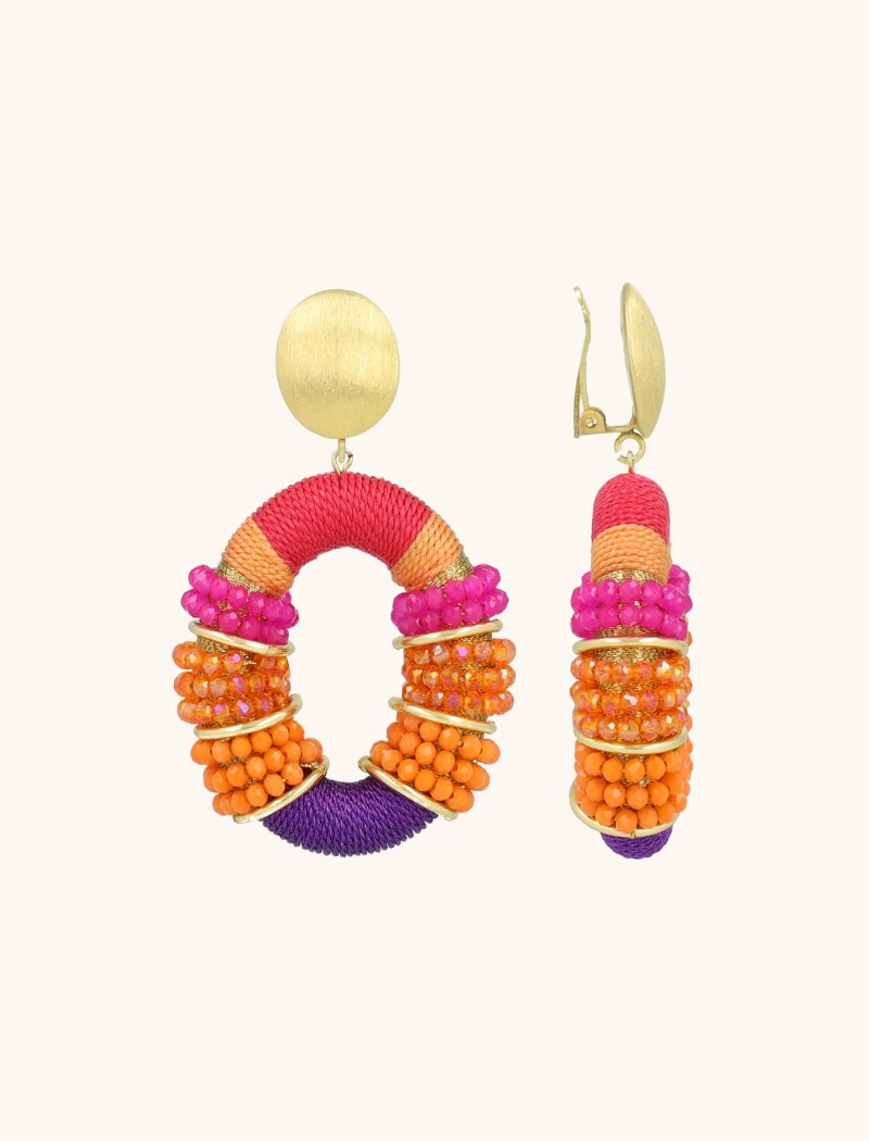 Fuchsia Oorbellen Elle Combi Oval Deluxe L Clip