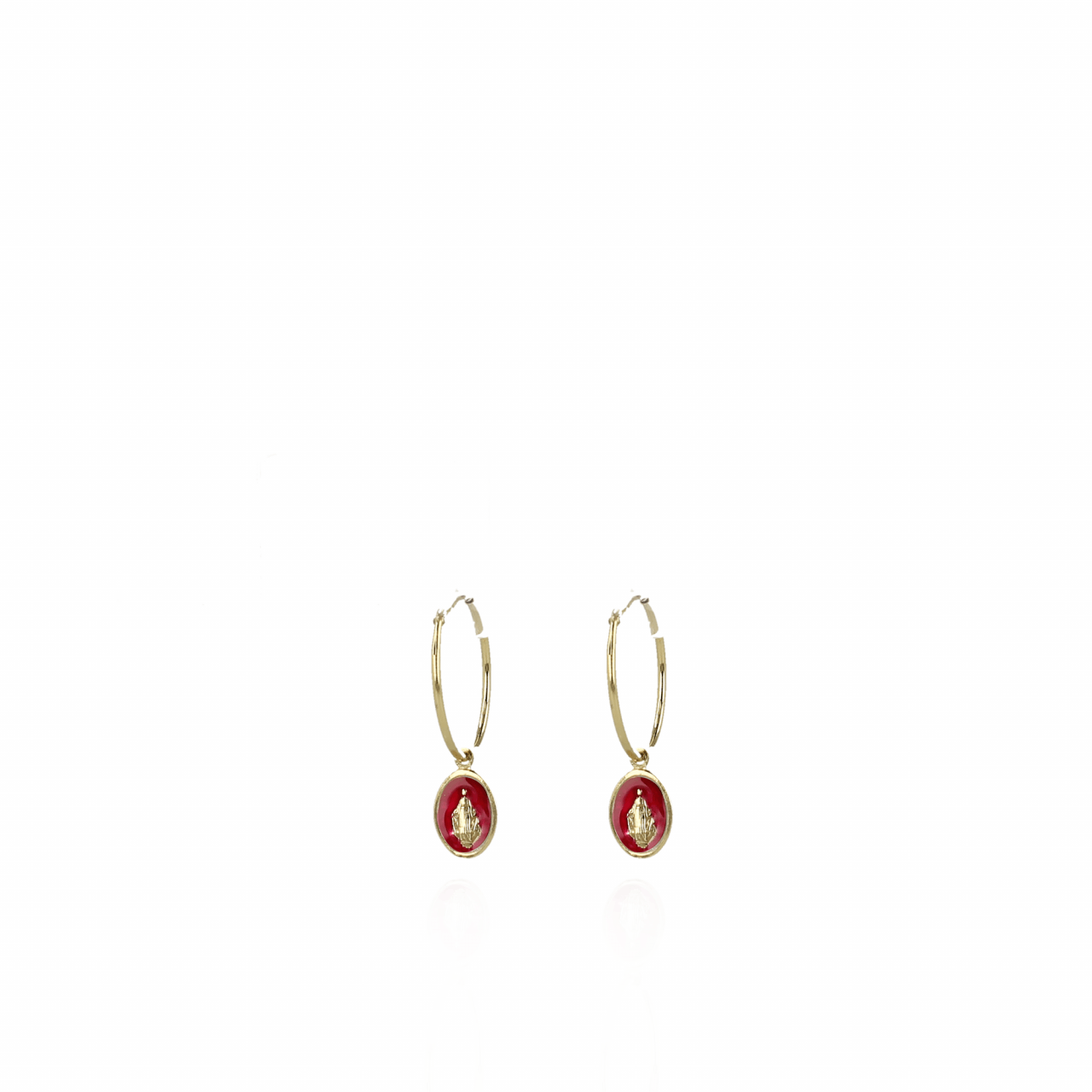 Symbool Oorbellen Madonna rood