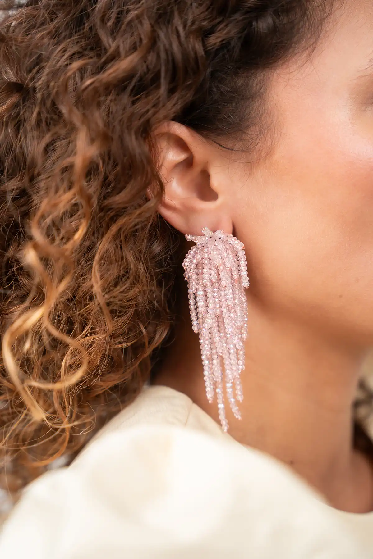 Crystal Pink Earrings Babette Glassberry Waterfall  Llott-theme.productDescriptionPage.SEO.byTheBrand