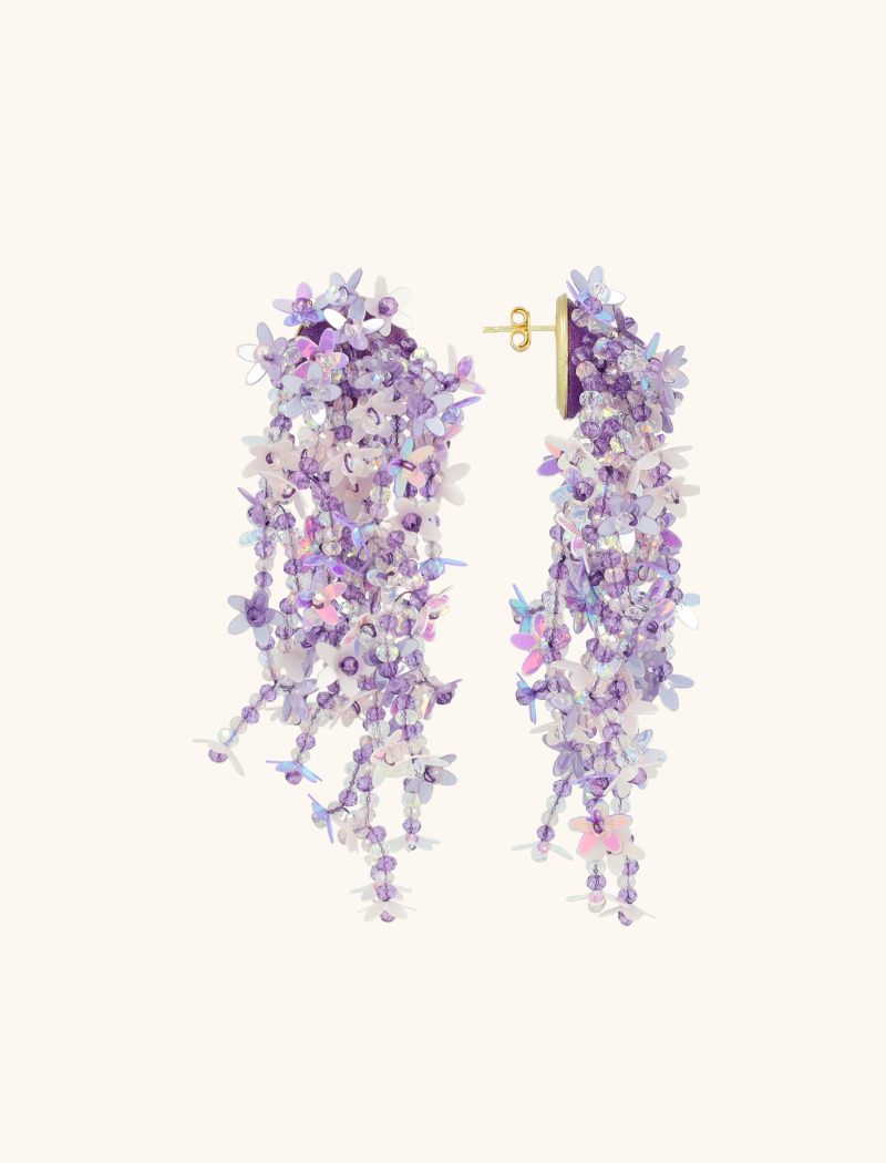 Lila Mix Ohrringe Lilly Flower Strings L  