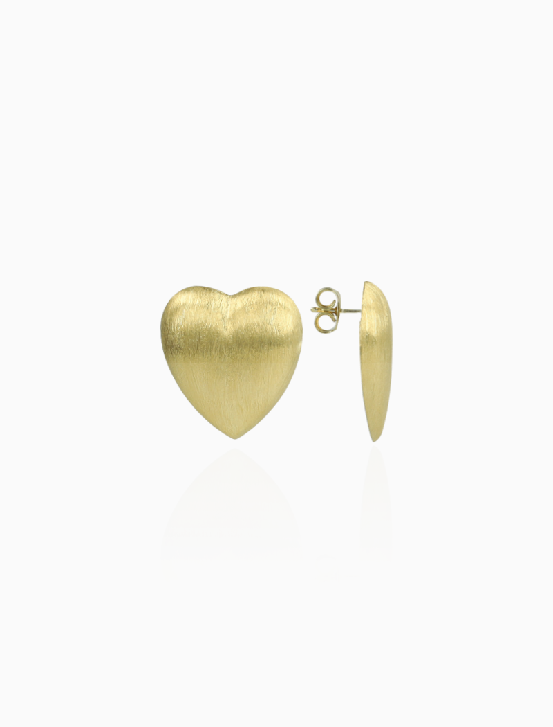 Classic Earrings Brushed Stud Heart M