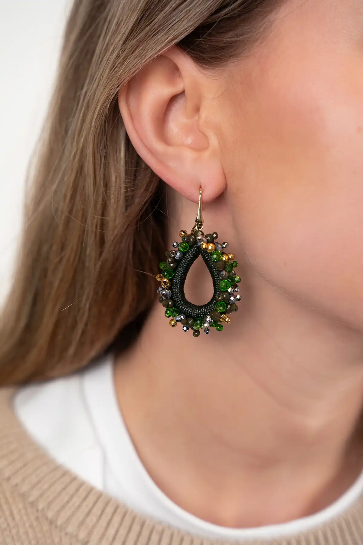 Groene Oorbellen Carina Urchin Druppel M