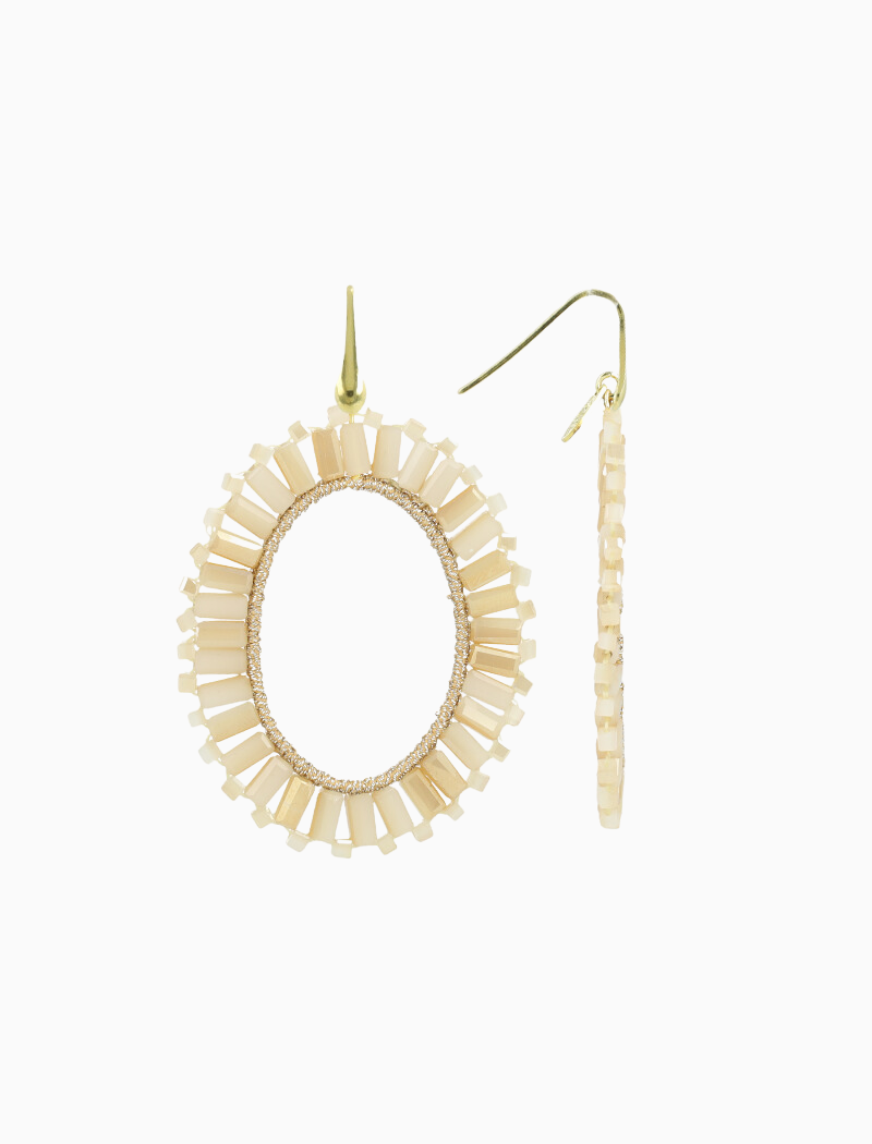 Mixed beige oorbellen Naomi ovaal L tonal