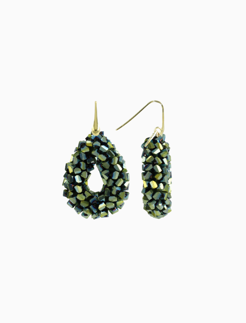 Metallic Green Earrings Marieke Drop S Raw