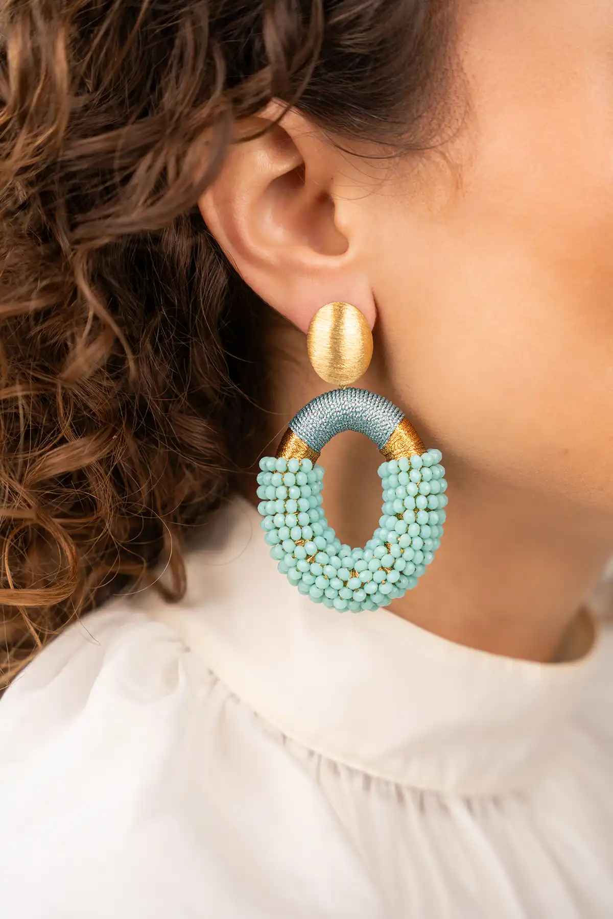 Blauwe Oorbellen Yara Combi ovaal L