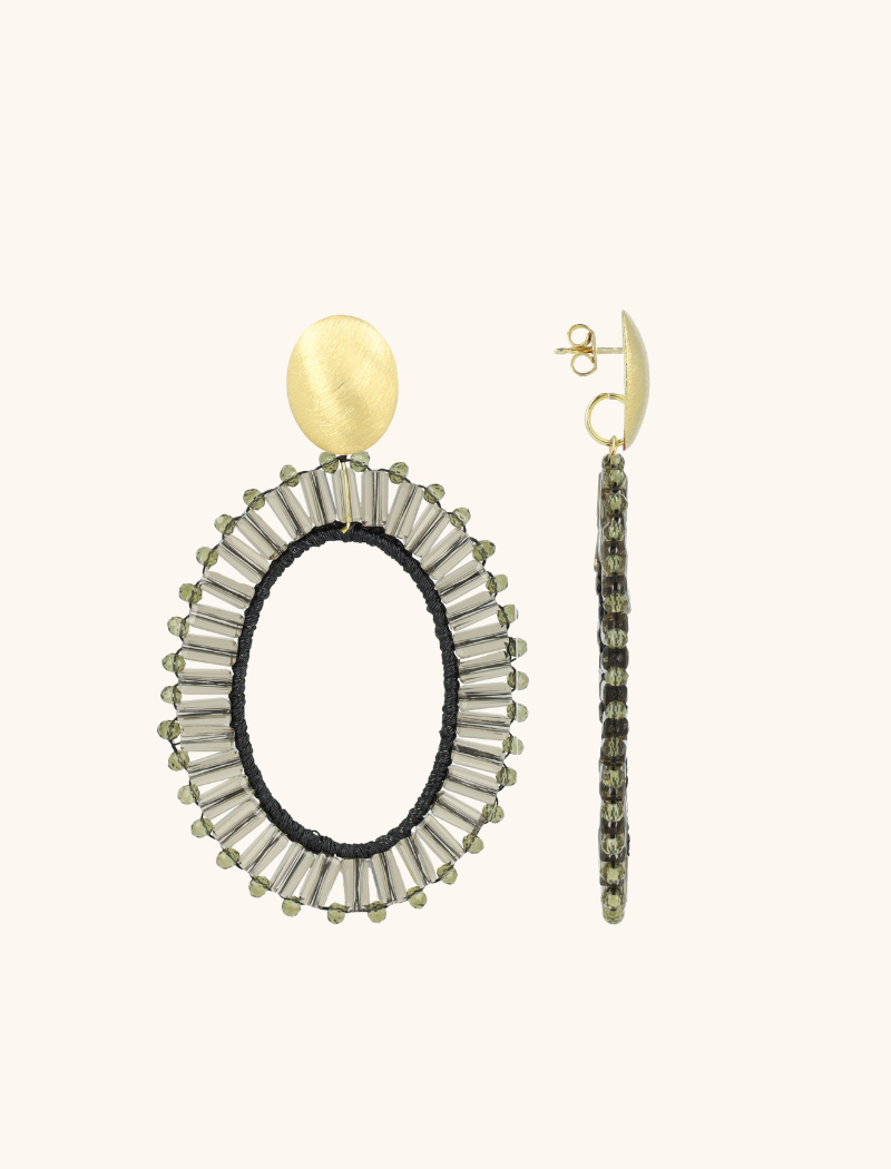 Transparent Black Earrings Naomi Oval L