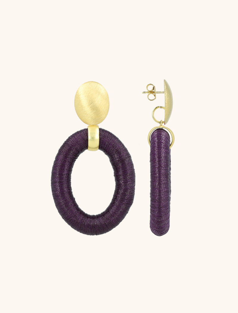 Deep Purple Oorbellen Faye Ovaal L