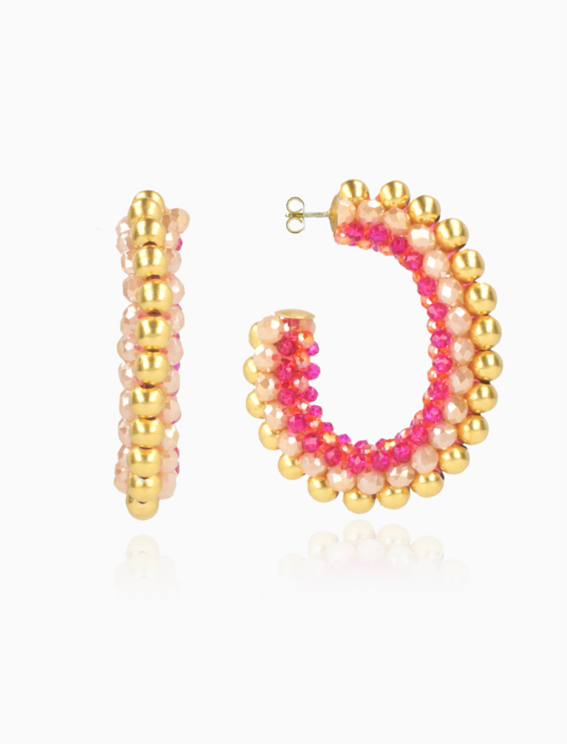 Fuchsia Tangerine Oorbellen Loe Creool Deluxe L