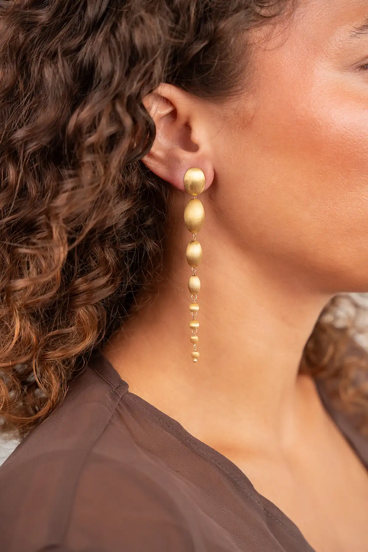 Gold Waterfall of Stones Earrings  