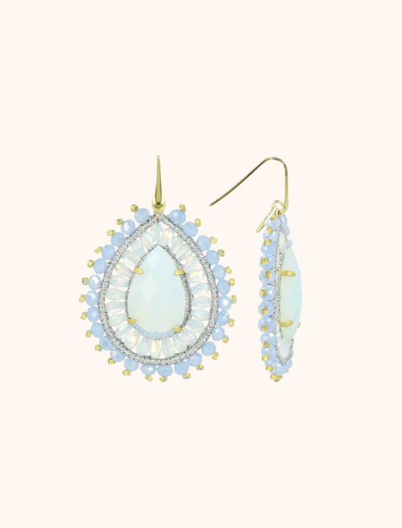 Shiny Frosty Blaue Ohrringe Berber Double Quartz Kristall Drop L