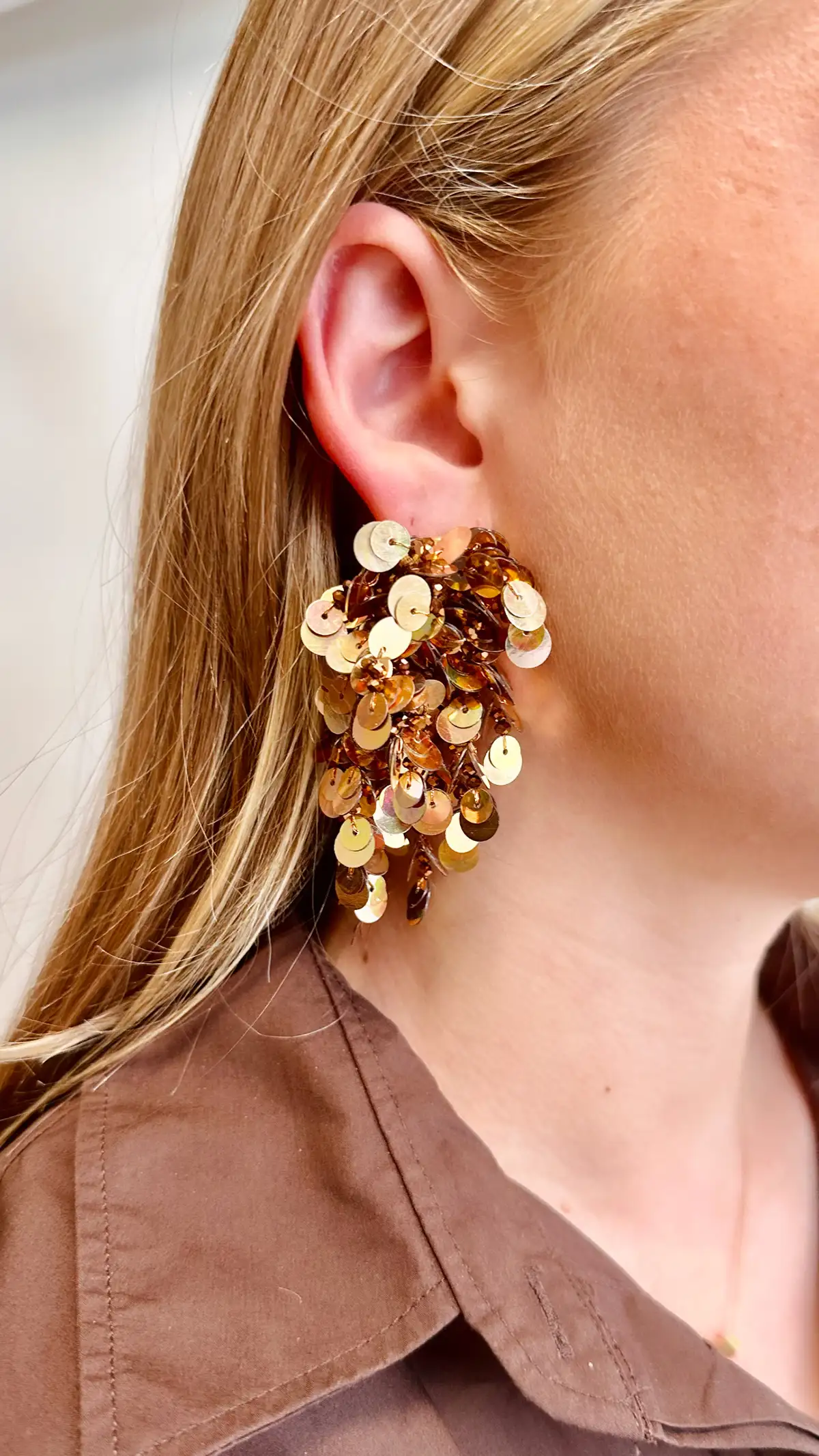 Koperen Oorbellen Annette Sequin Wild Waterfall Wide