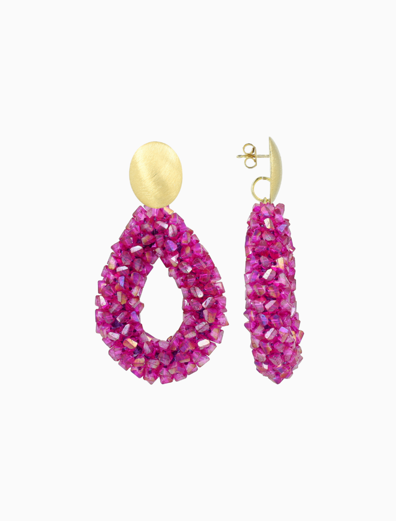 Fuchsia Oorbellen Marieke Drop L Raw